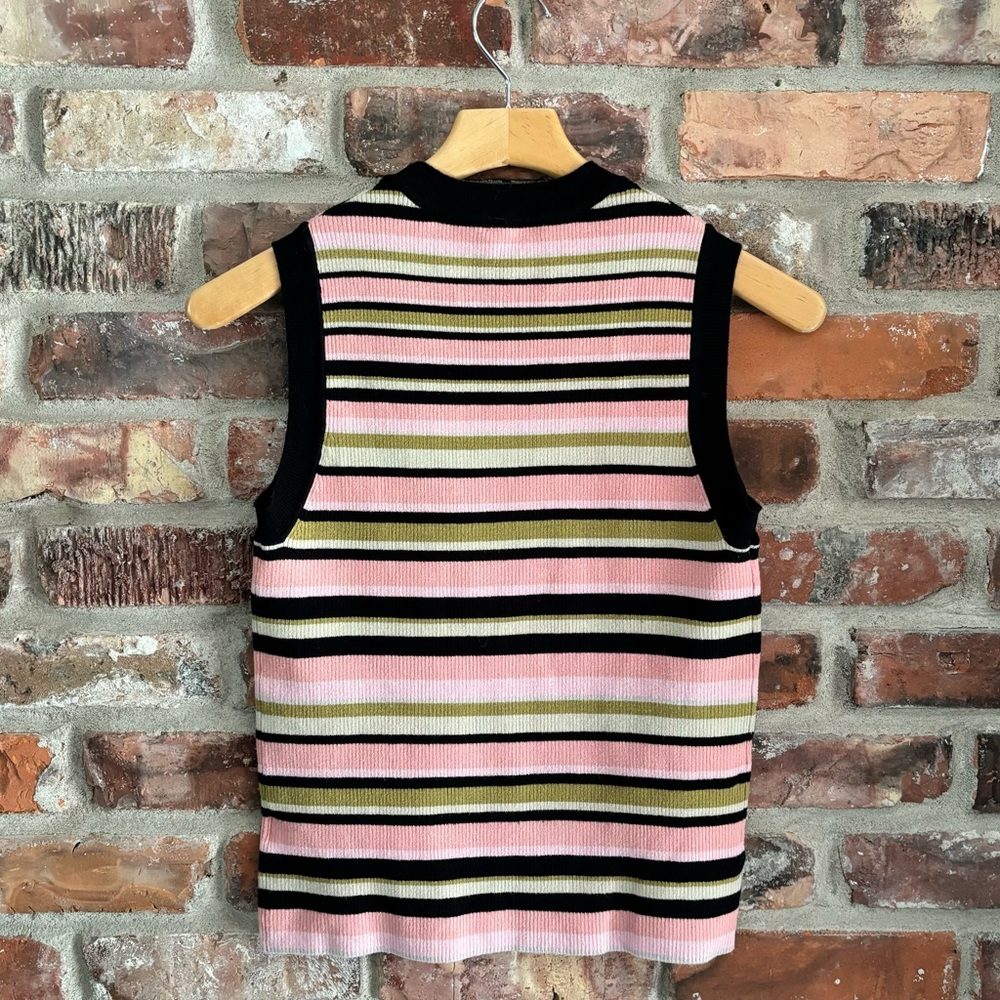 ATM Colorful Multi Yarn Stripe Sleeveless Sweater Tank Top, L - Picture 6 of 8